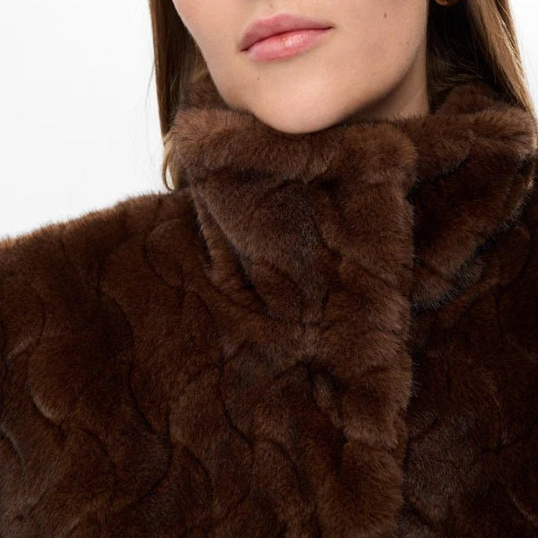 Numph Zitta Fake Fur Coat Black Coffee - Steranko Clothing Manchester