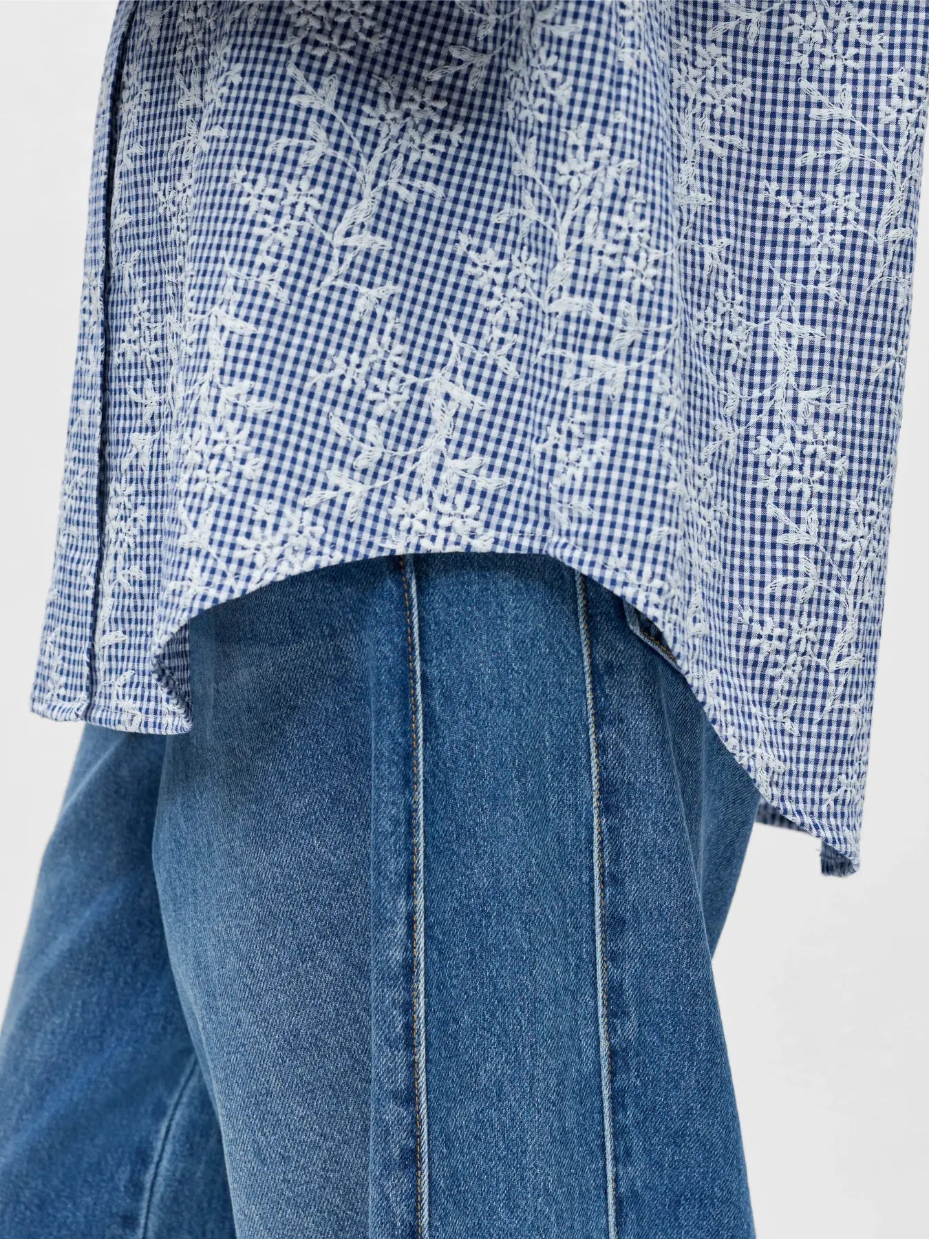 Object Ciara L/S Lo Shirt Dark Denim/White - Steranko Clothing Manchester