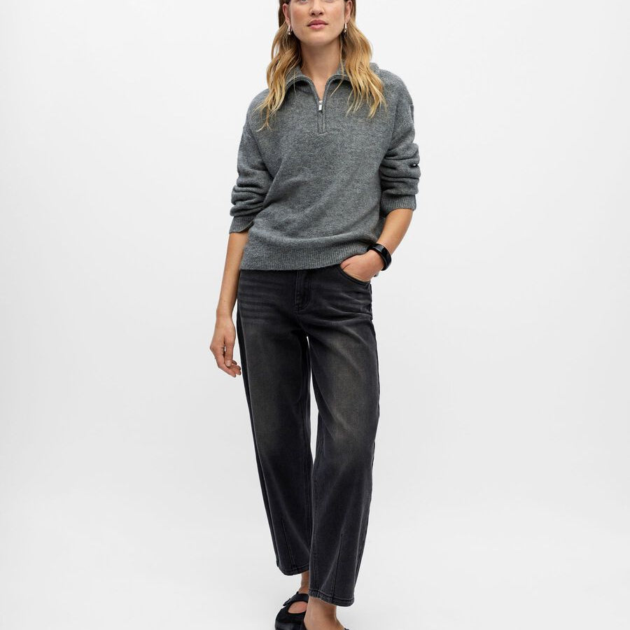 Object Diana High Neck Pullover Medium Grey Melange - Steranko Clothing Manchester