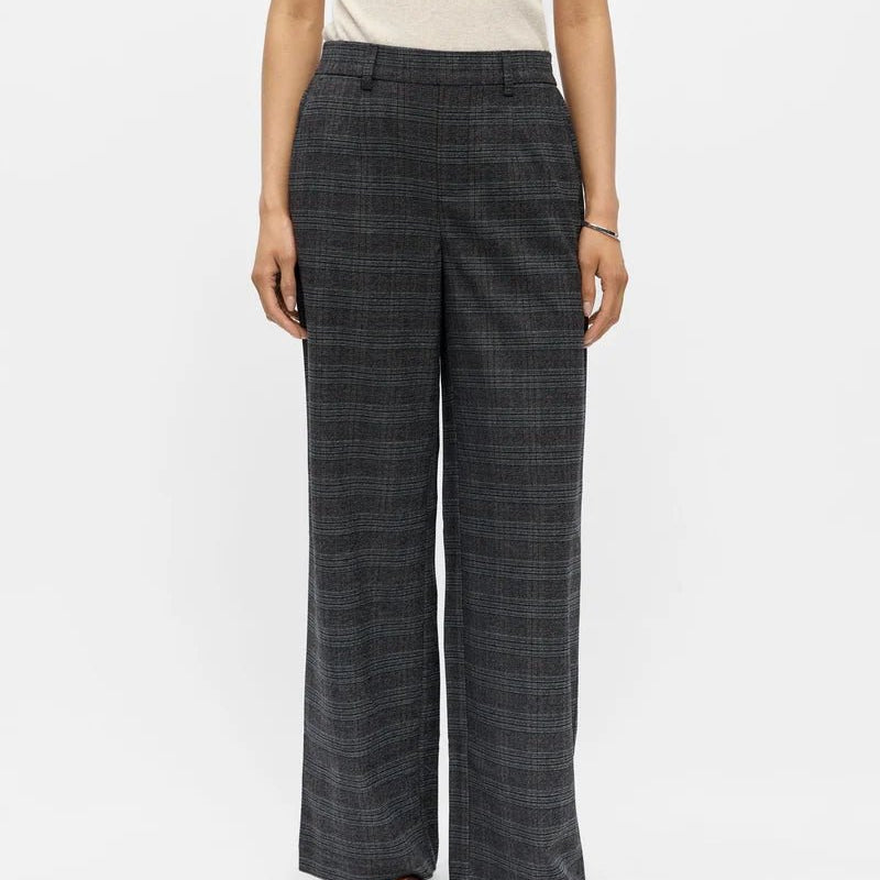 Object Lisa Wide Leg Pant Dark Grey Melange - Steranko Clothing Manchester