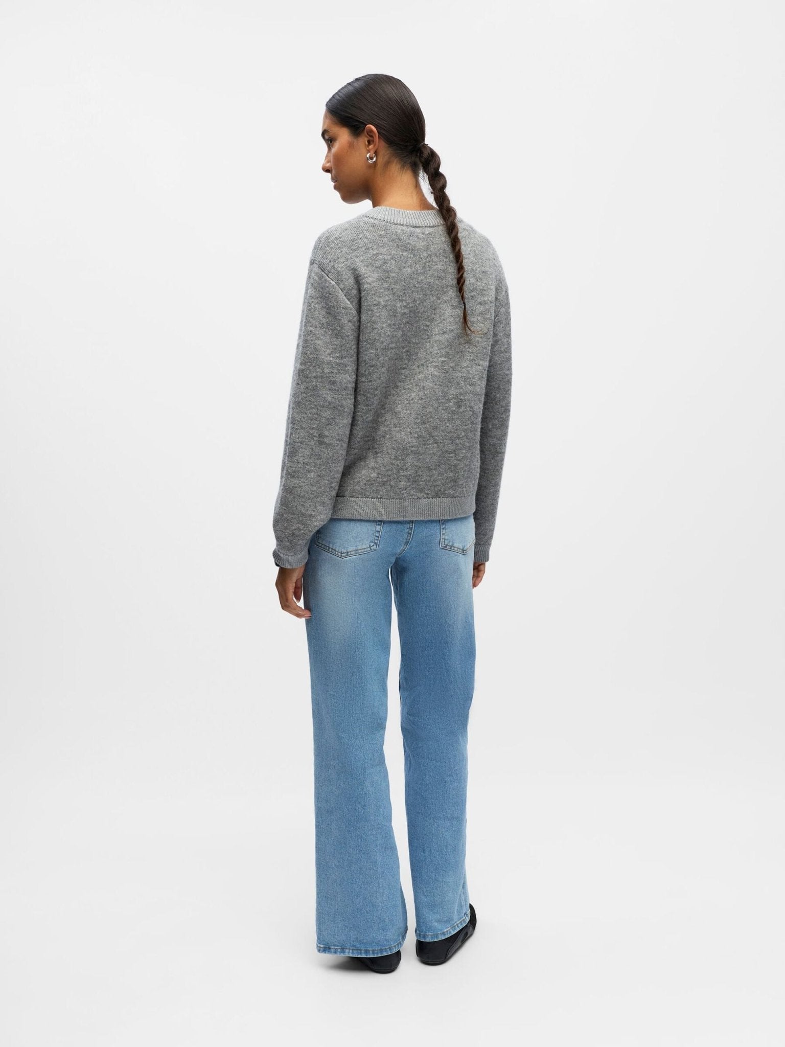 Object Merle Knitted Cardigan Grey Melange - Steranko Clothing Manchester