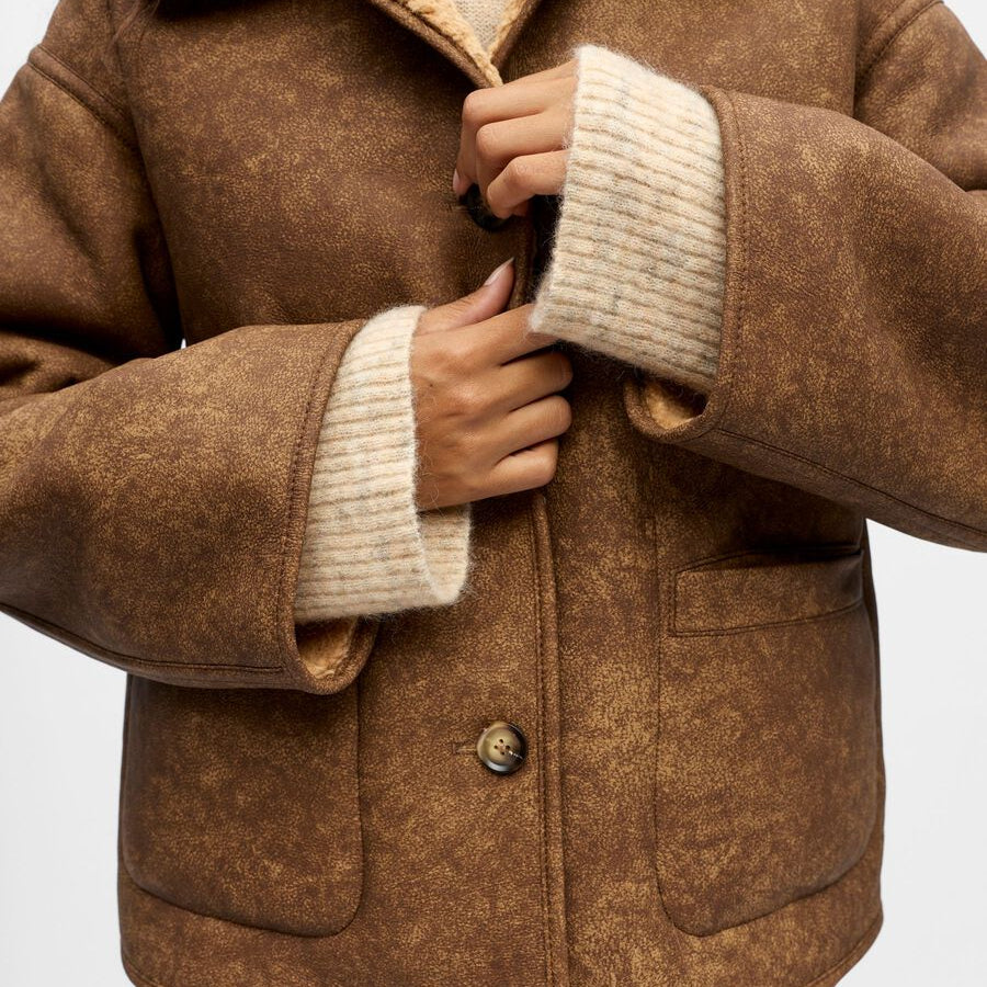 Object Sharri Reversible Jacket Tannin/White Sand - Steranko Clothing Manchester