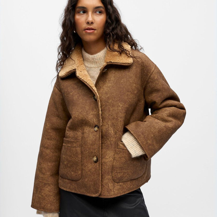 Object Sharri Reversible Jacket Tannin/White Sand - Steranko Clothing Manchester