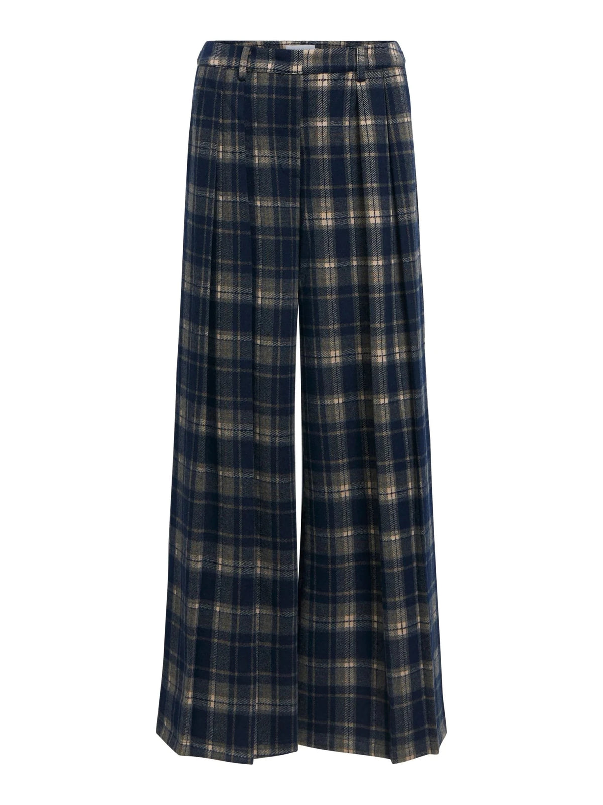 Object Thelma Checked Wide Legged Trousers Blue - Steranko Clothing Manchester