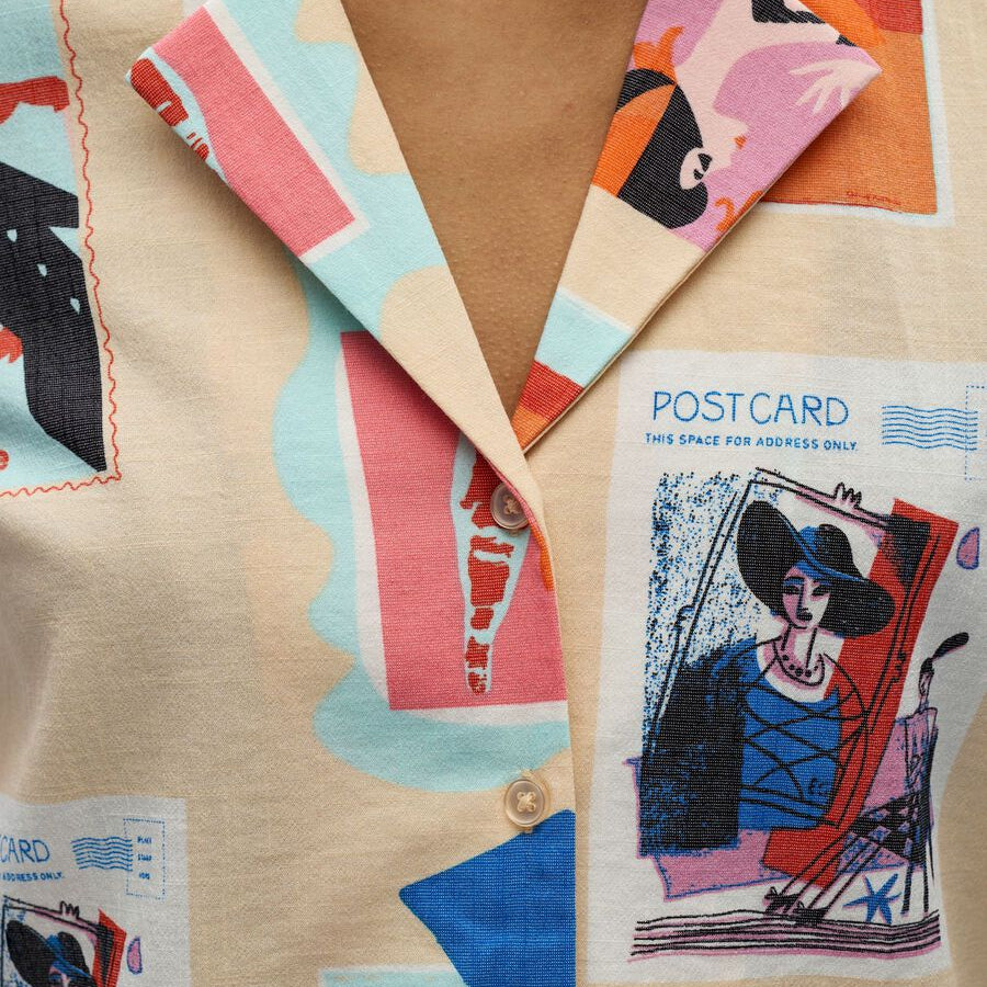 Object Tracy Printed Shirt Sandshell - Steranko Clothing Manchester