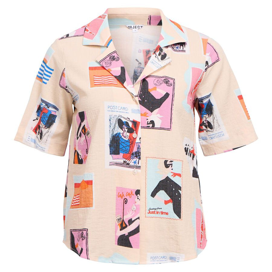 Object Tracy Printed Shirt Sandshell - Steranko Clothing Manchester