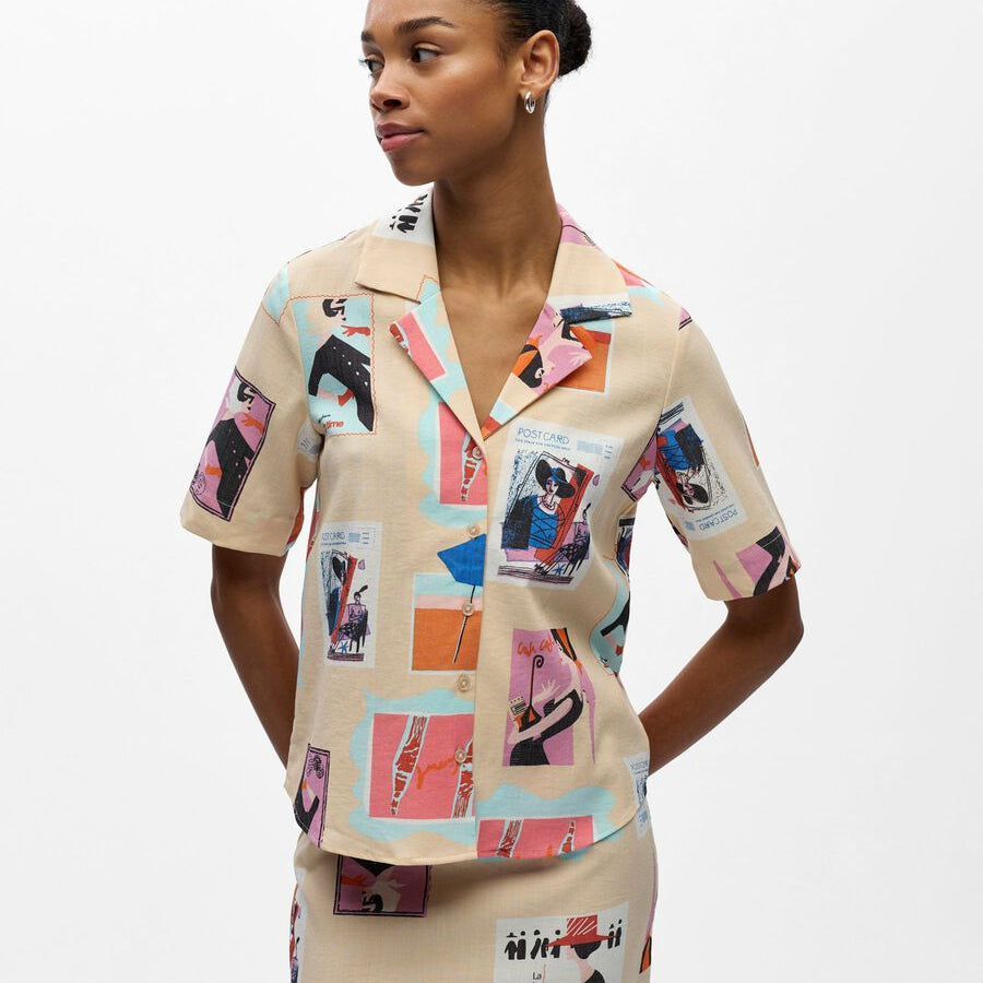 Object Tracy Printed Shirt Sandshell - Steranko Clothing Manchester