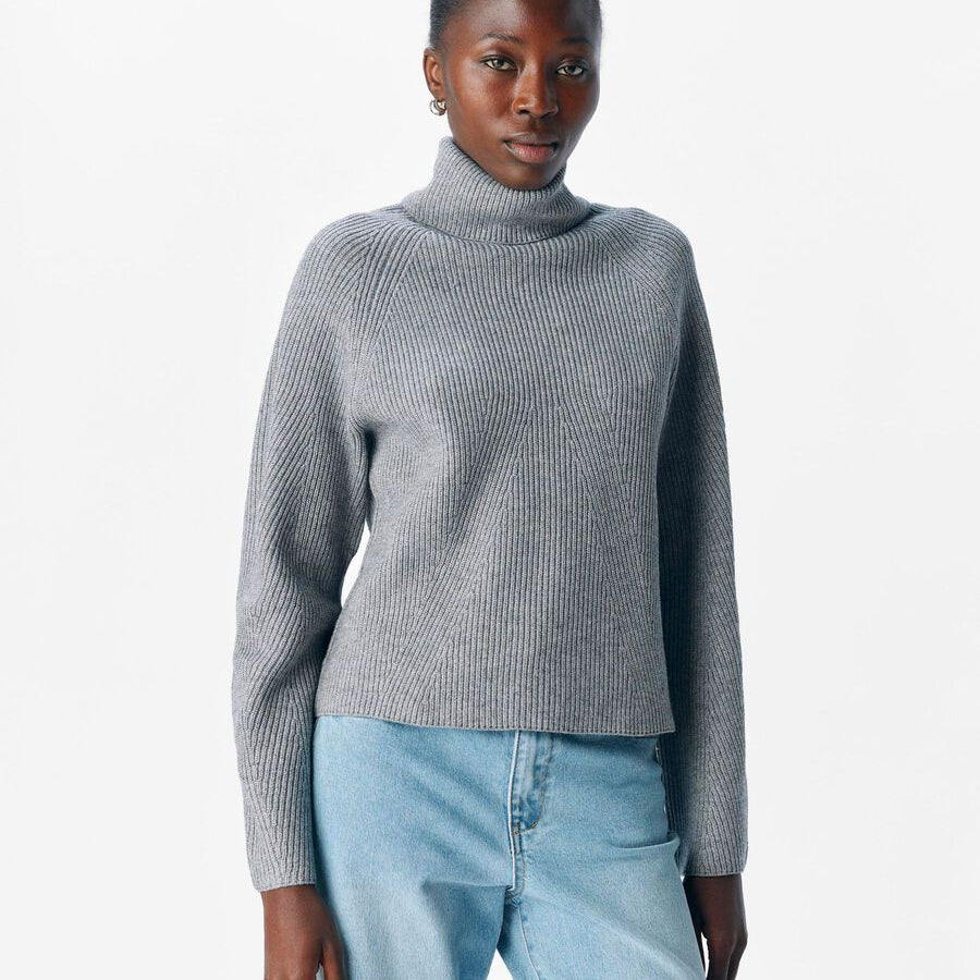 Object Vilola Rollneck Pullover Medium Grey Melange - Steranko Clothing Manchester