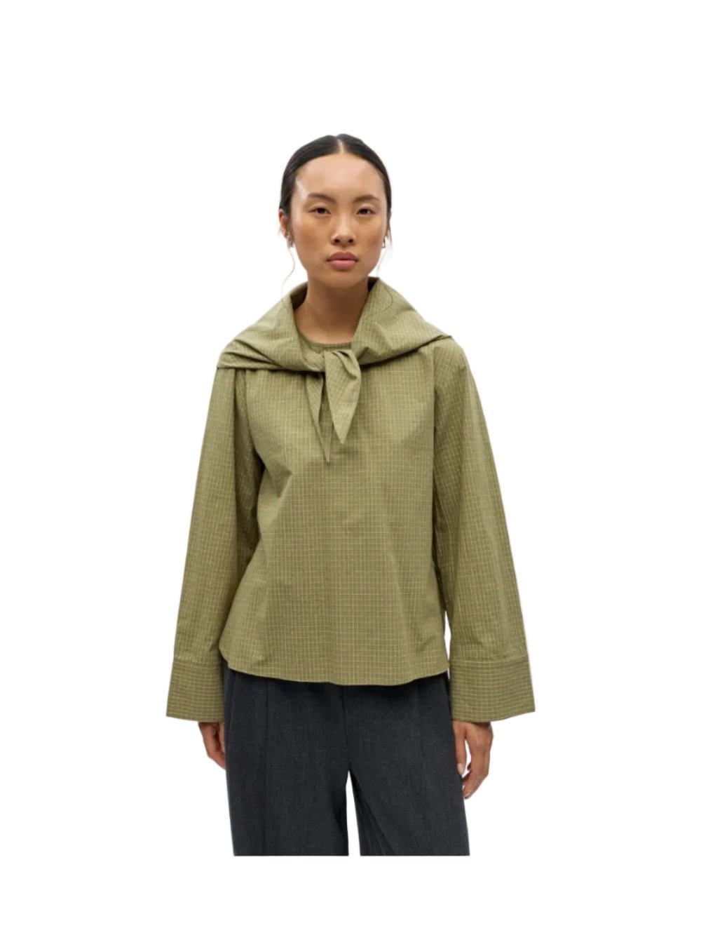 Object Vonne Scarf Blouse Bronze Green / Orange - Steranko Clothing Manchester