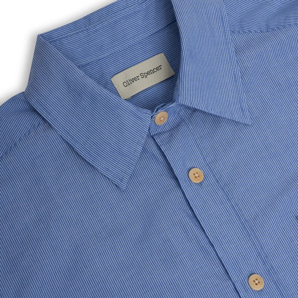 Oliver Spencer Atlanta Short Sleeve Shirt Blue - Steranko Clothing Manchester