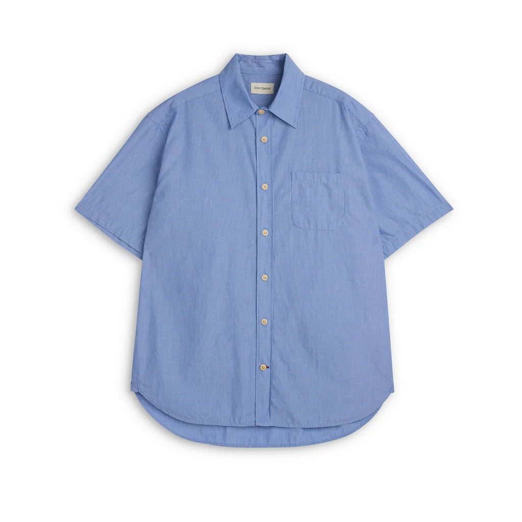 Oliver Spencer Atlanta Short Sleeve Shirt Blue - Steranko Clothing Manchester