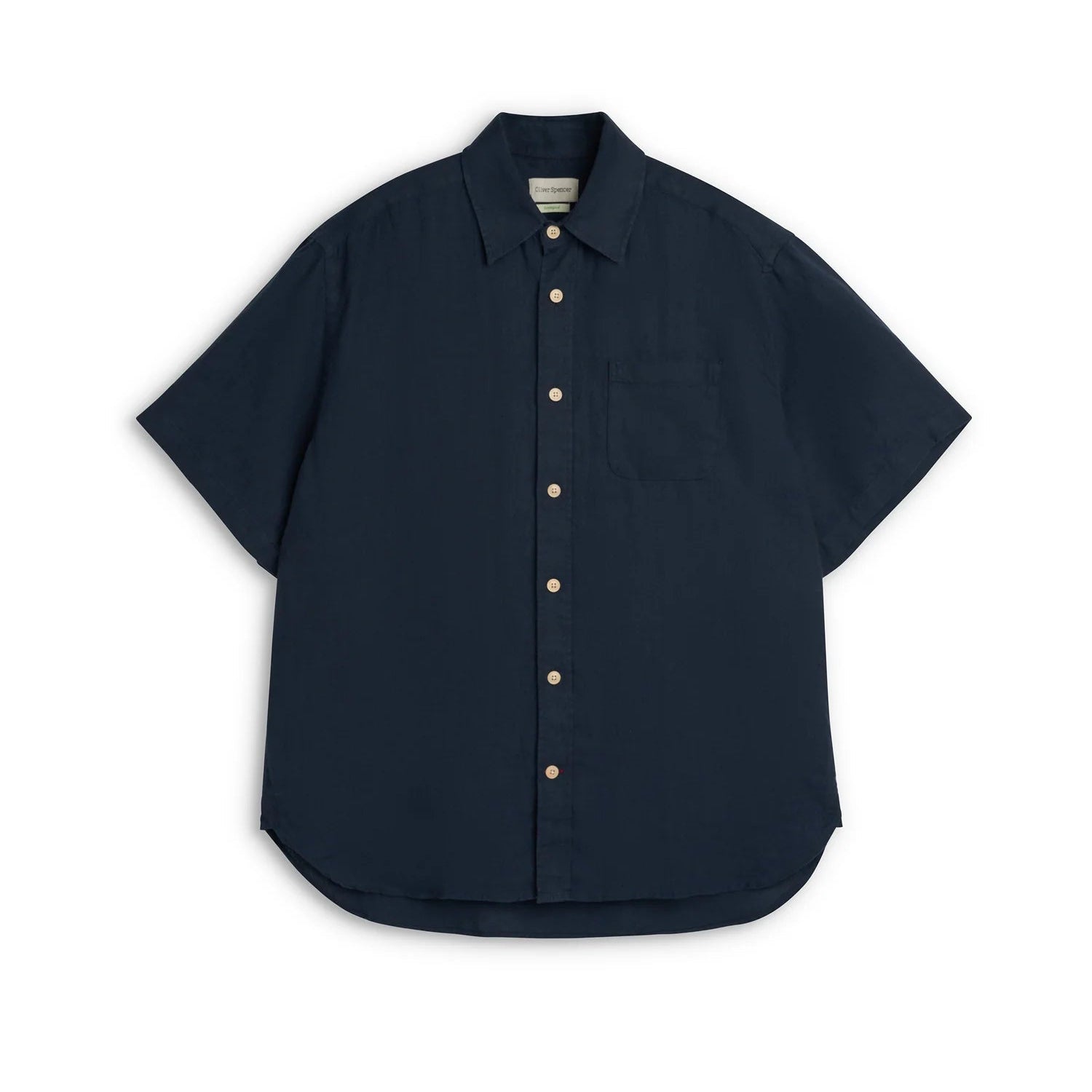 Oliver Spencer Atlanta Short Sleeve Shirt Padworth Navy - Steranko Clothing Manchester