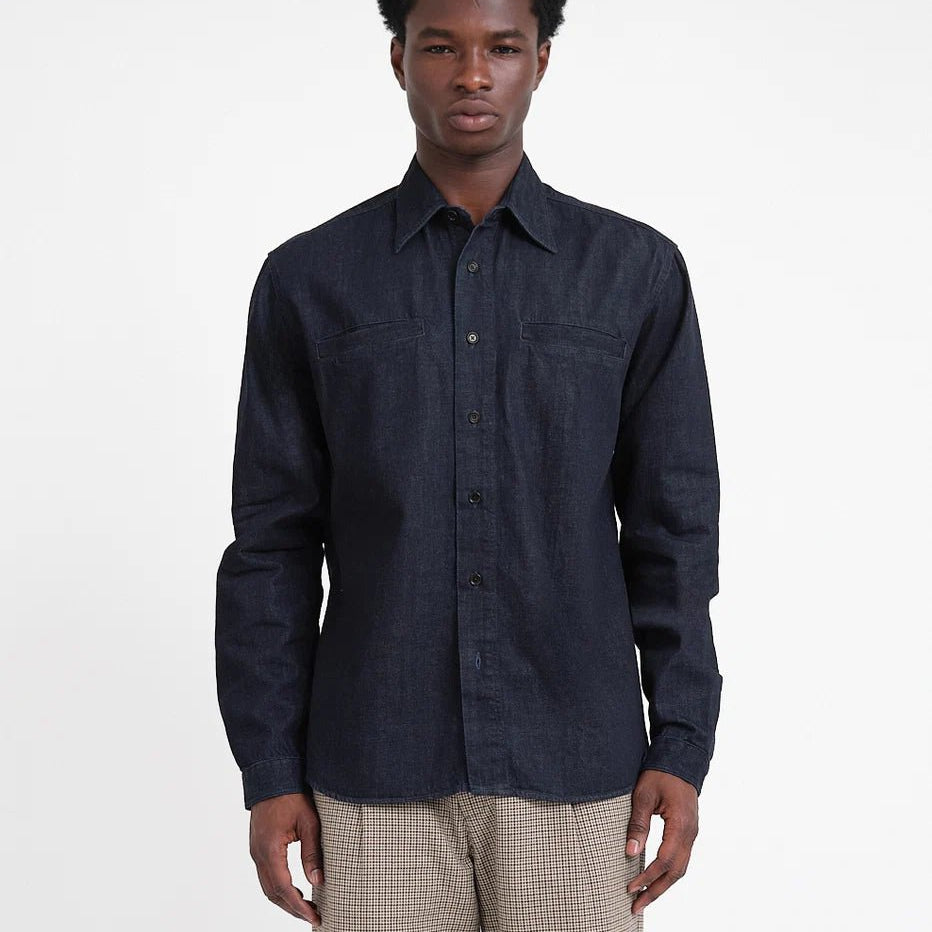 Oliver Spencer Corby Shirt Mullins Denim Indigo Rinse - Steranko Clothing Manchester