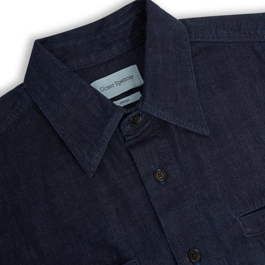Oliver Spencer Corby Shirt Mullins Denim Indigo Rinse - Steranko Clothing Manchester