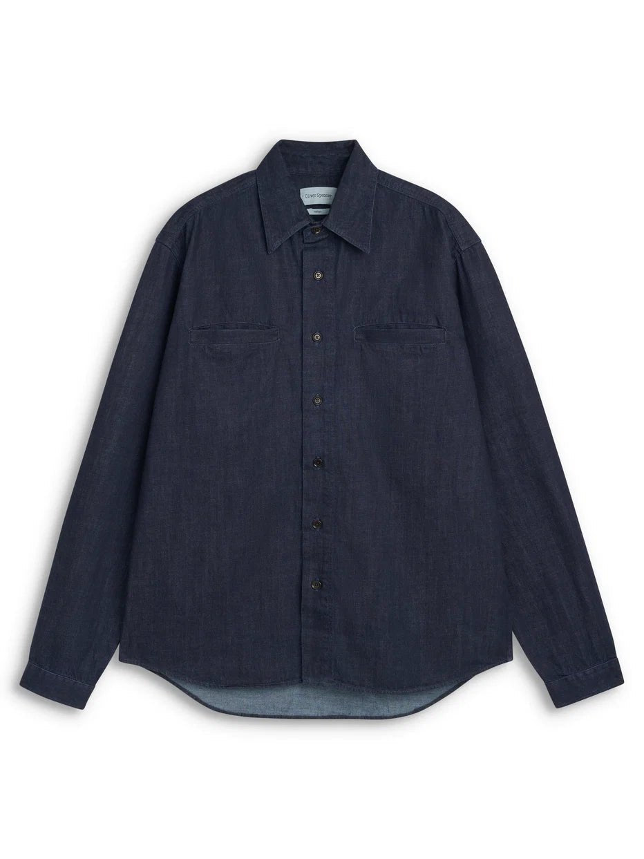 Oliver Spencer Corby Shirt Mullins Denim Indigo Rinse - Steranko Clothing Manchester