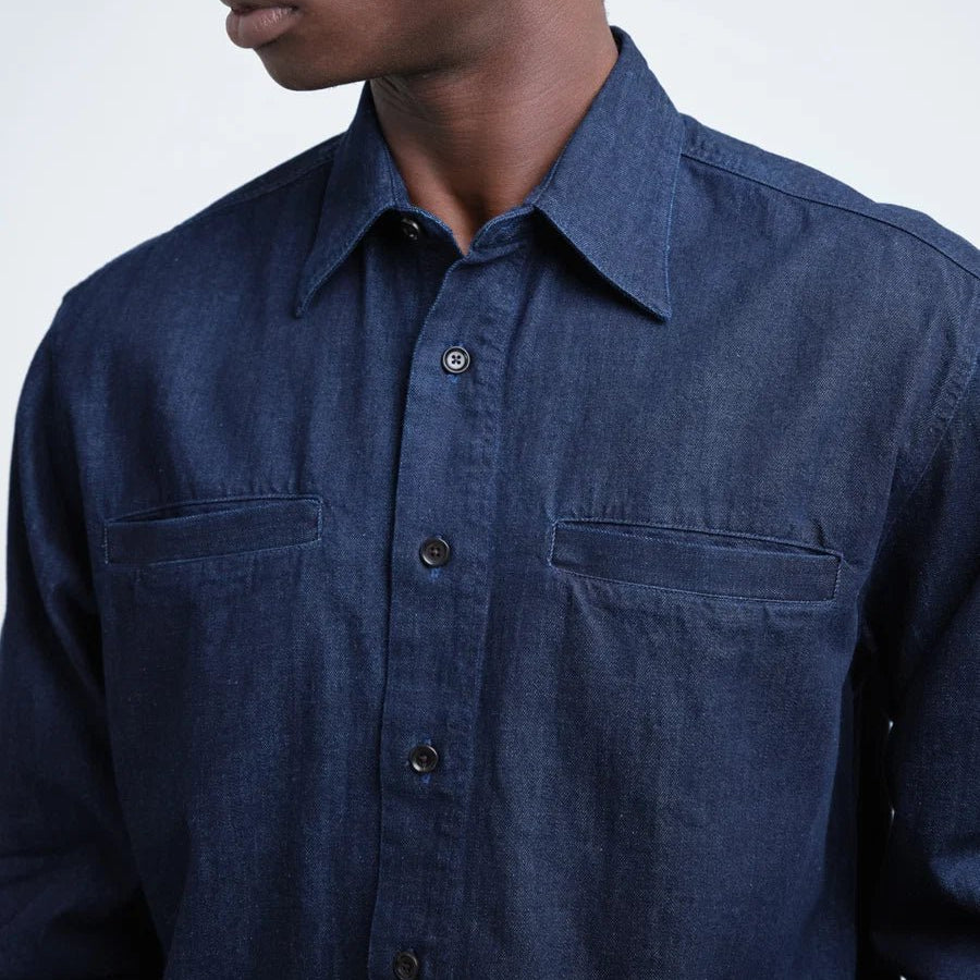Oliver Spencer Corby Shirt Mullins Denim Indigo Rinse - Steranko Clothing Manchester