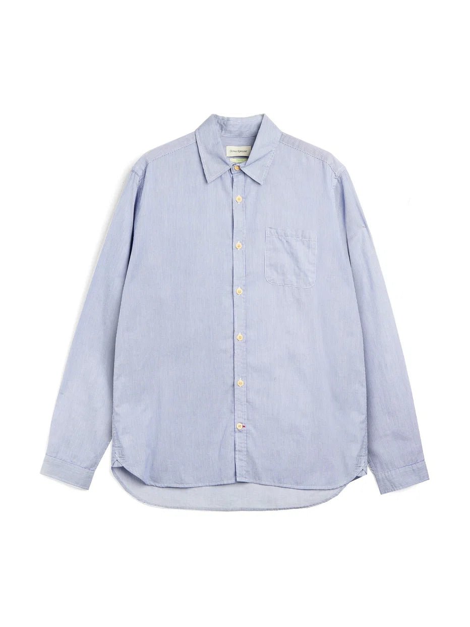 Oliver Spencer New York Special Shirt Collins White / Blue - Steranko Clothing Manchester
