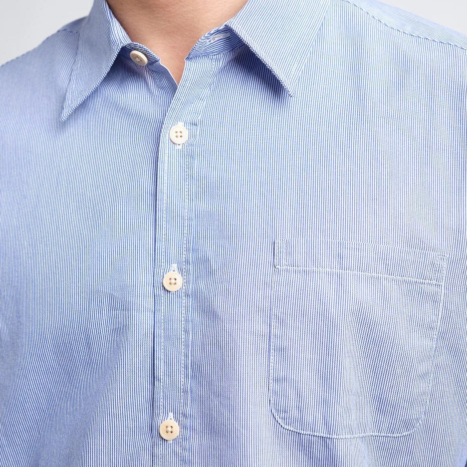 Oliver Spencer New York Special Shirt Collins White / Blue - Steranko Clothing Manchester