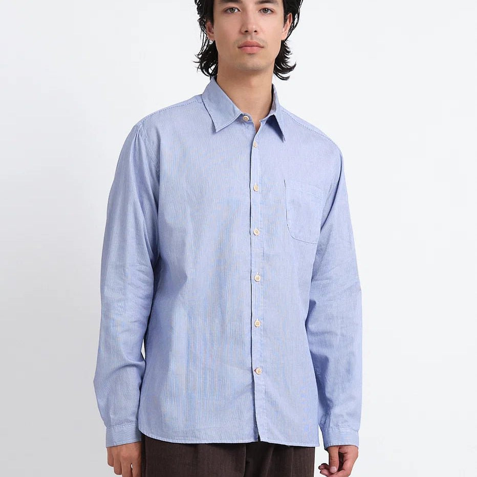 Oliver Spencer New York Special Shirt Collins White / Blue - Steranko Clothing Manchester