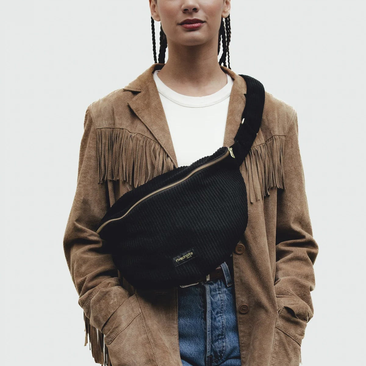 Rivedroit XL Custine Velvet Waist Bag Black - Steranko Clothing Manchester