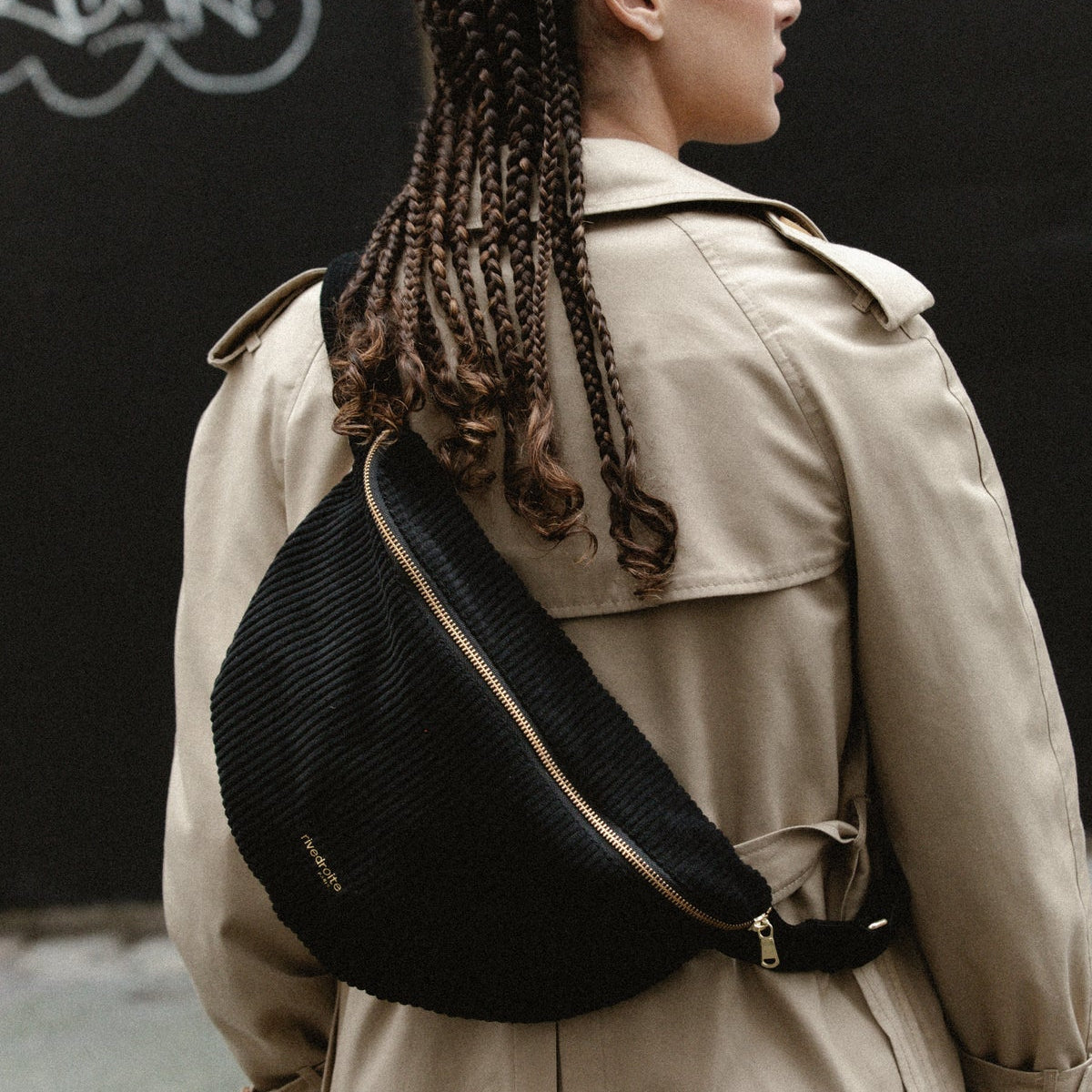 Rivedroit XL Custine Velvet Waist Bag Black - Steranko Clothing Manchester