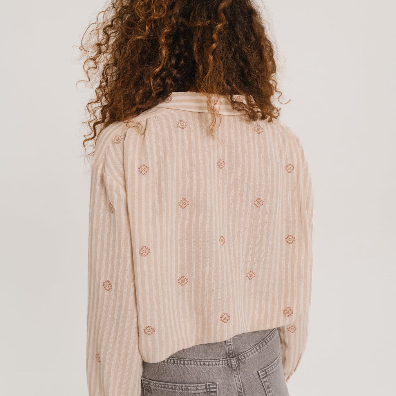 Sacrecoeur Ali Blouse Embroidered Stripe Cream/Beige - Steranko Clothing Manchester