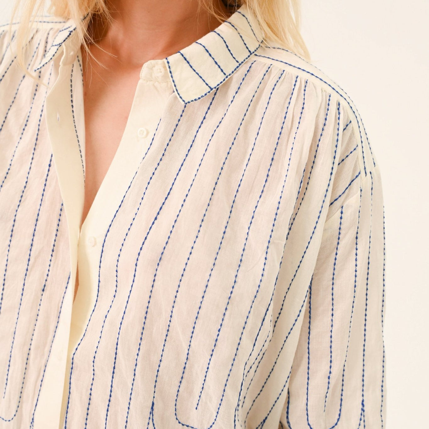 Sacrécoeur Ali Embroidered Shirt Blue - Steranko Clothing Manchester