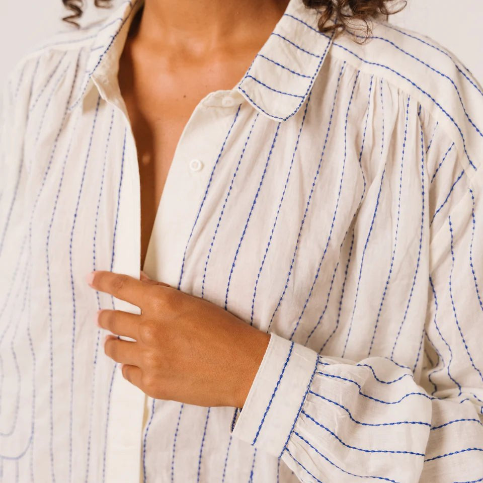 Sacrécoeur Ali Embroidered Shirt Blue - Steranko Clothing Manchester