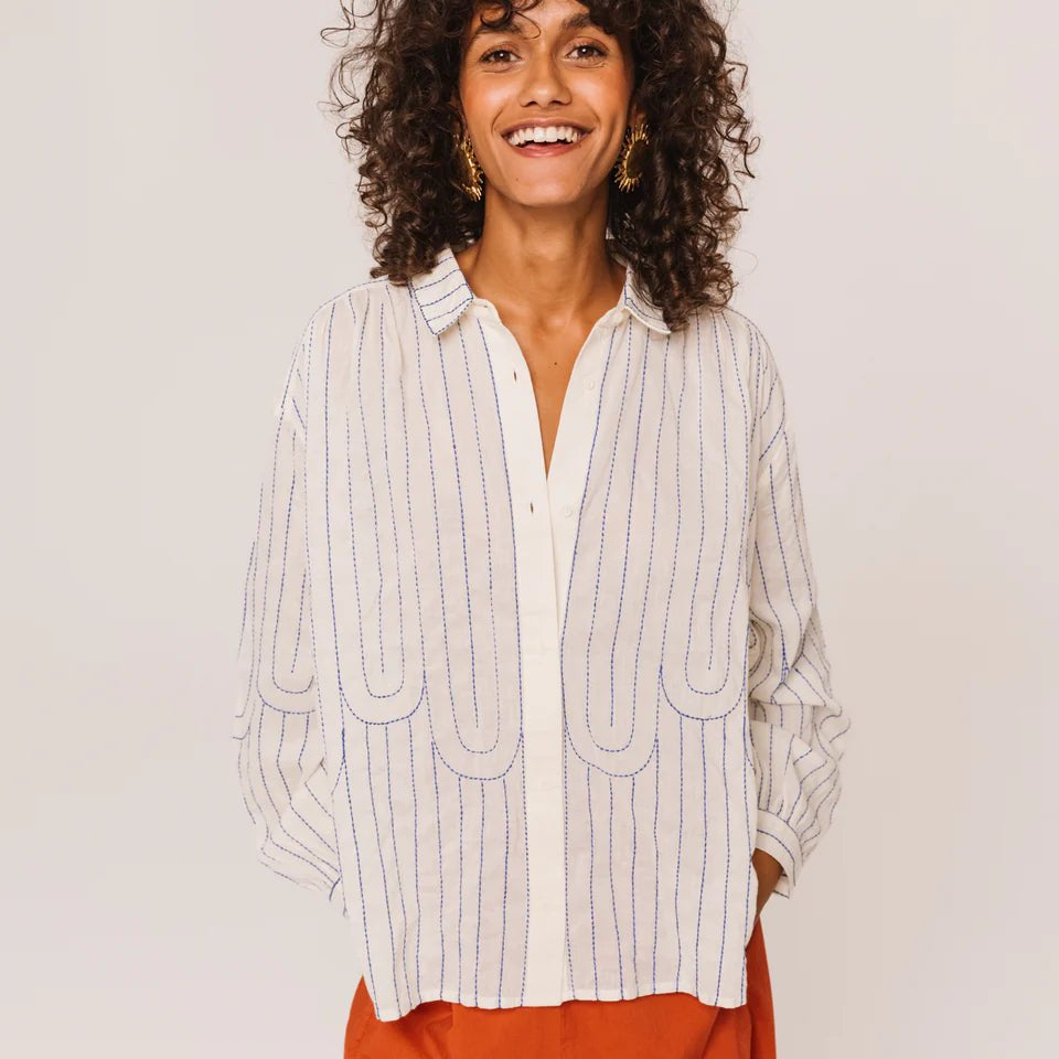 Sacrécoeur Ali Embroidered Shirt Blue - Steranko Clothing Manchester