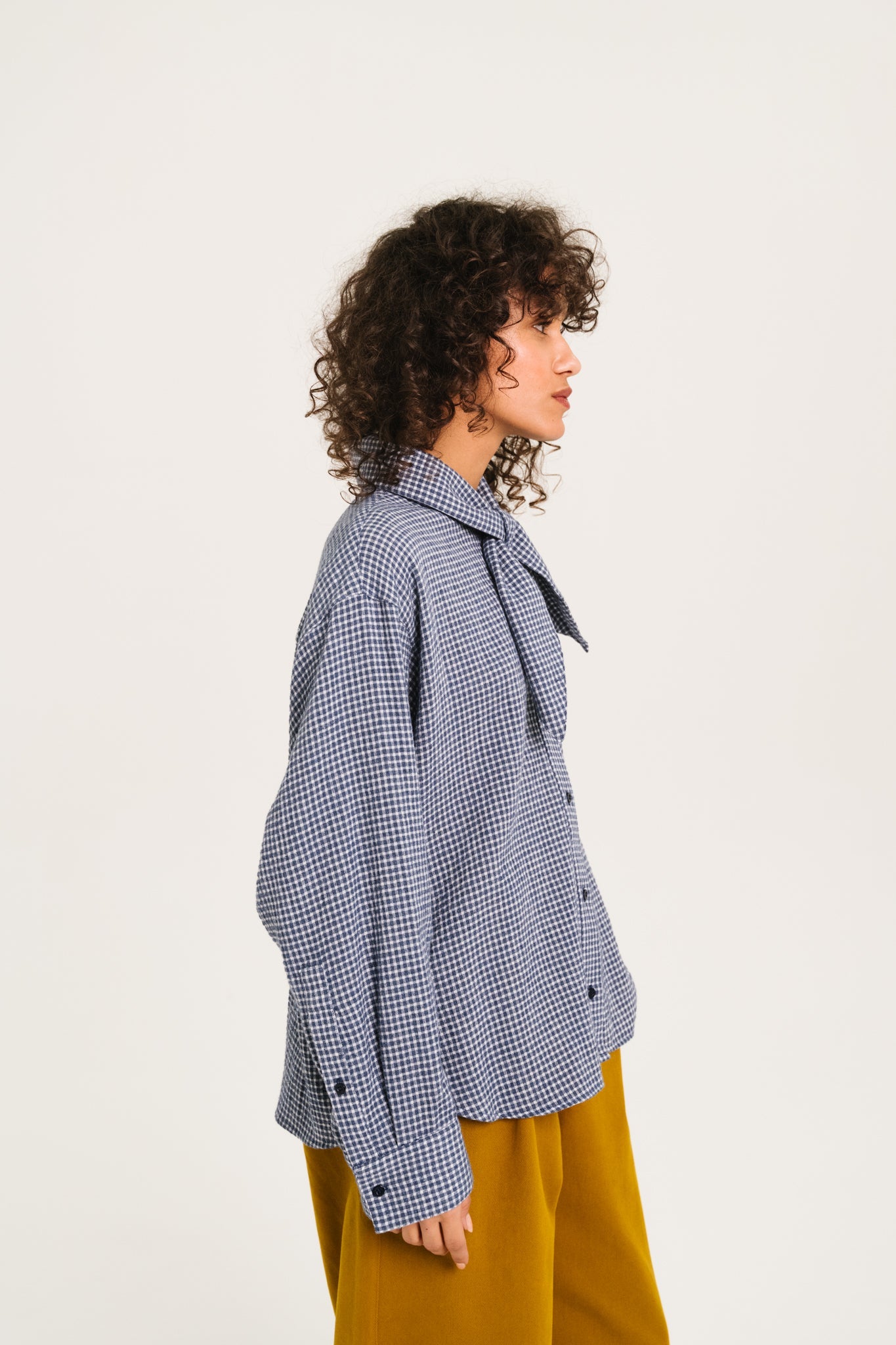 Sacrecoeur Charlie Scarf Shirt Blue Check - Steranko Clothing Manchester