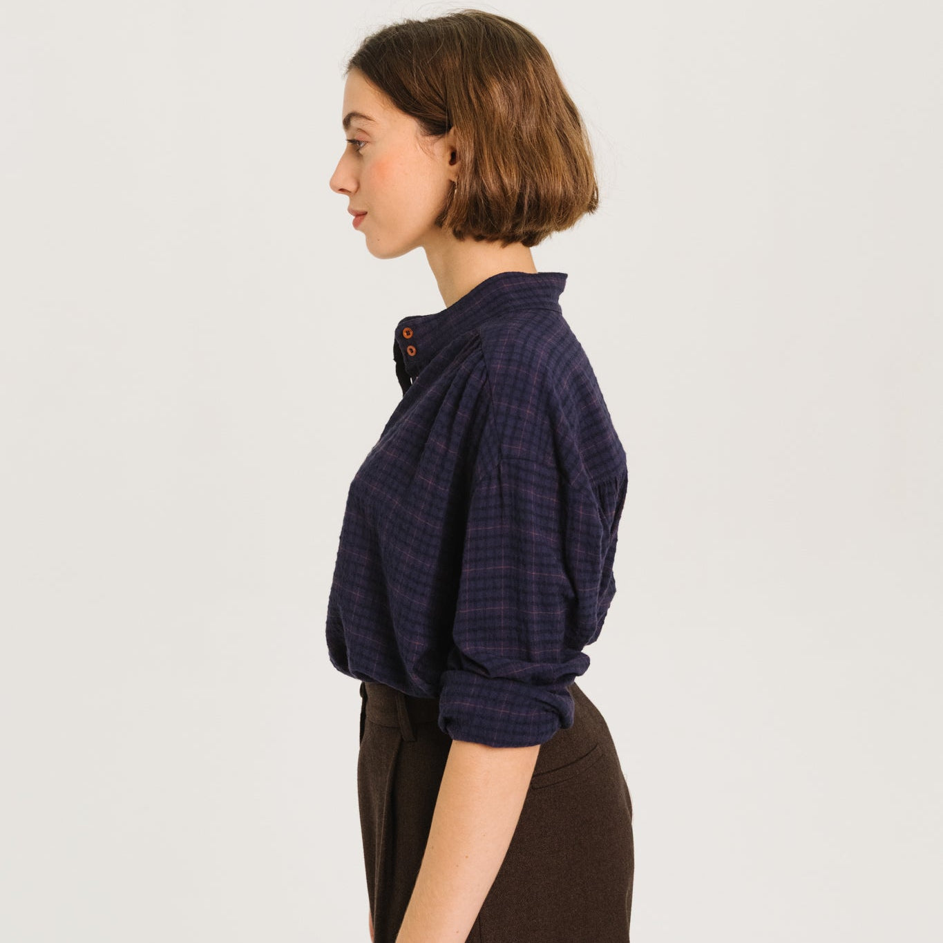 Sacrecoeur Emeline Blouse Purple Check - Steranko Clothing Manchester
