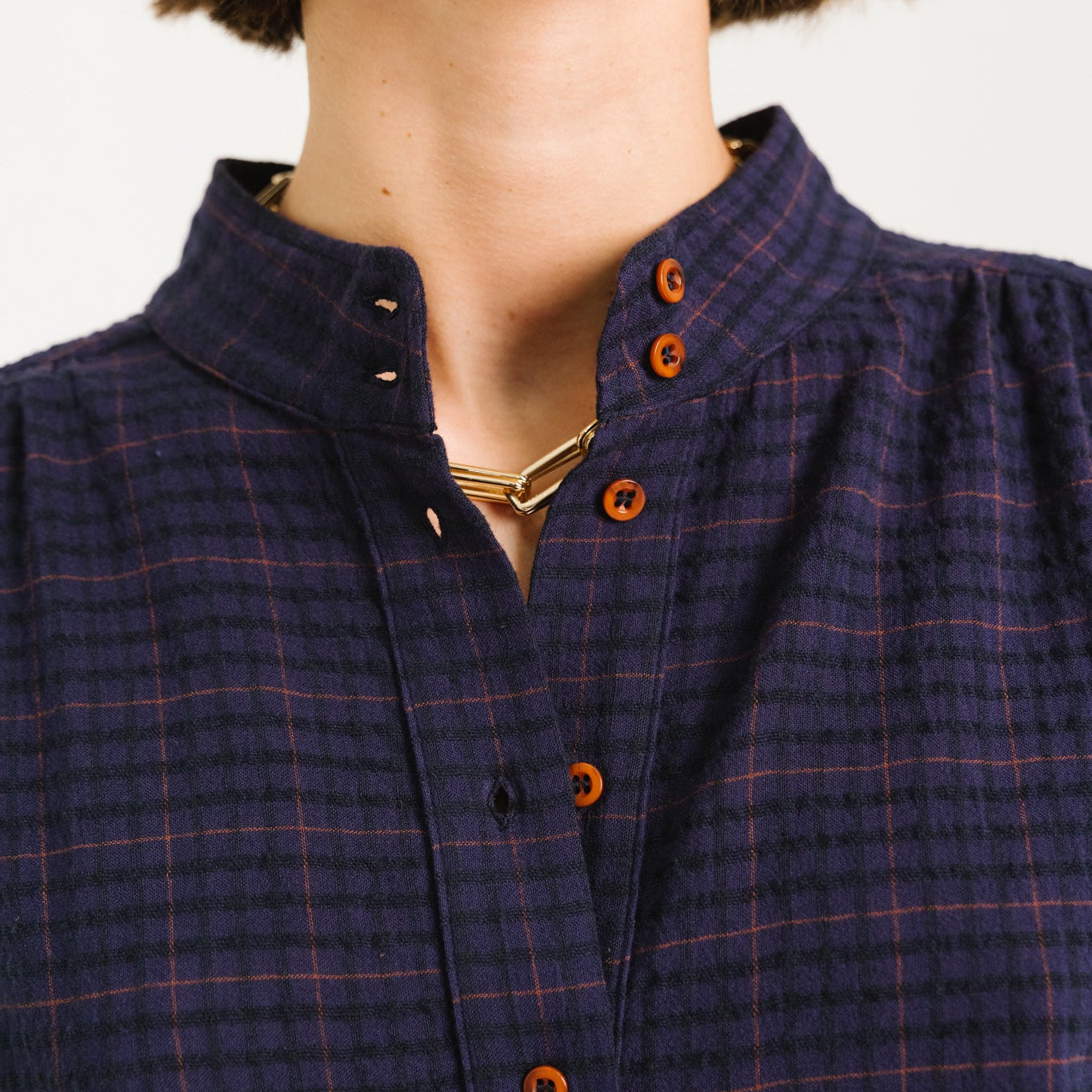 Sacrecoeur Emeline Blouse Purple Check - Steranko Clothing Manchester