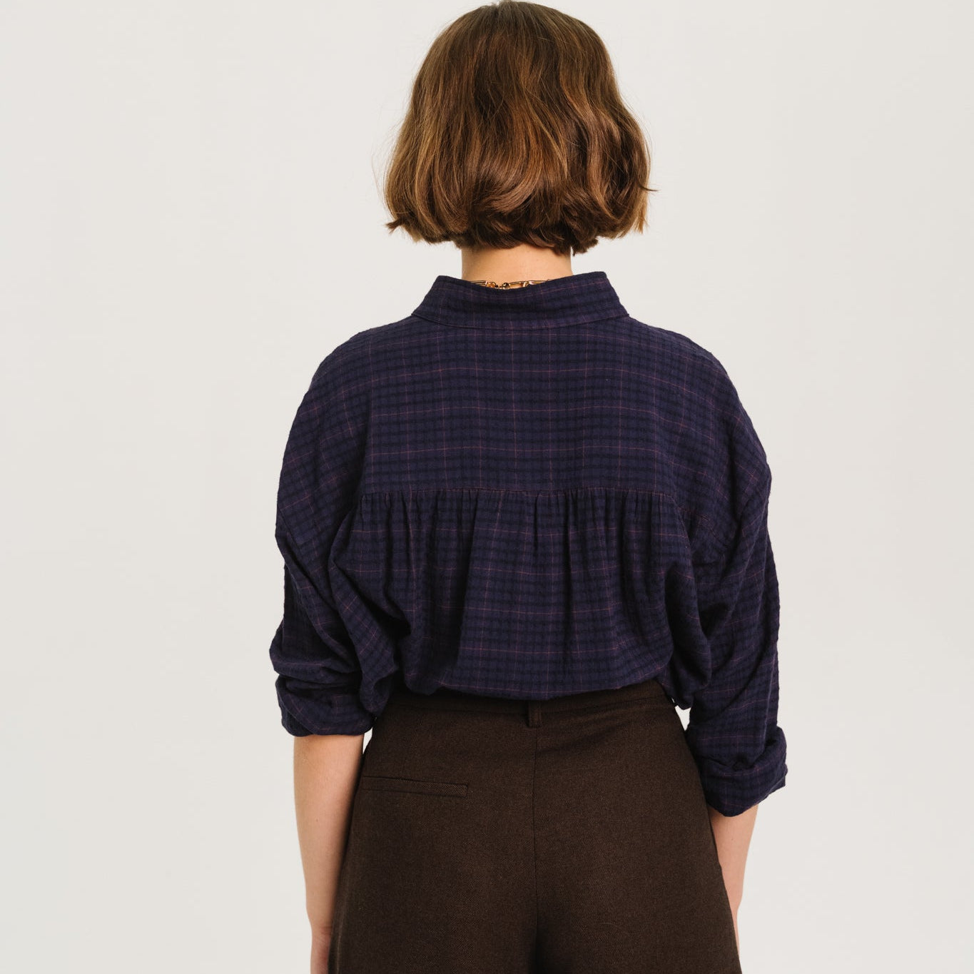 Sacrecoeur Emeline Blouse Purple Check - Steranko Clothing Manchester