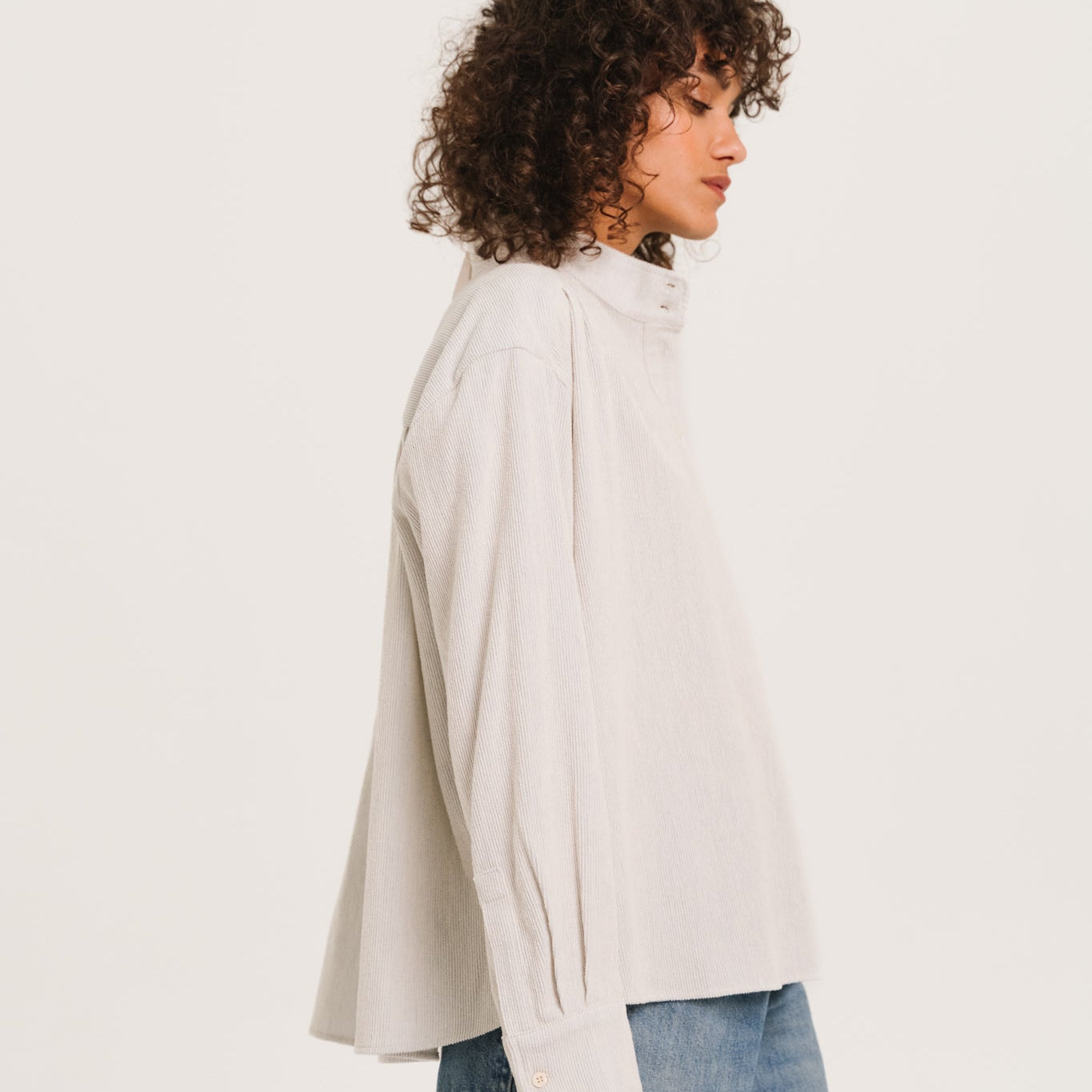 Sacrecoeur Emeline Corduroy Blouse Light Blue - Steranko Clothing Manchester