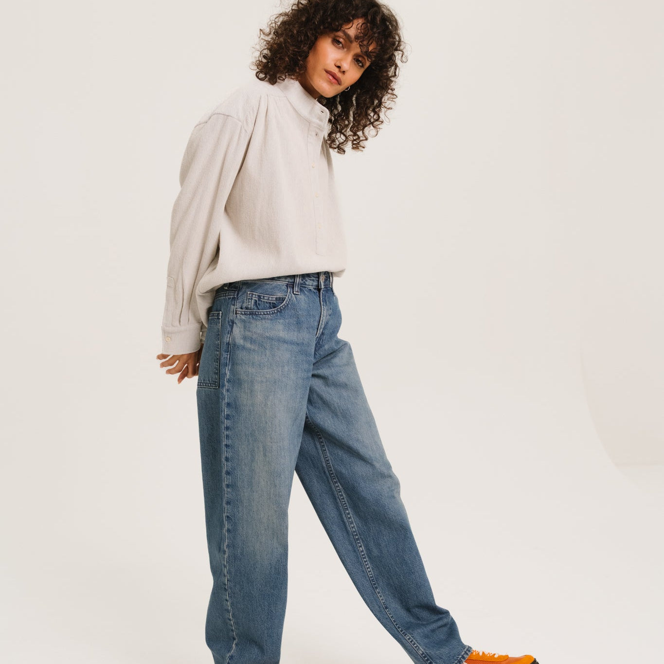 Sacrecoeur Emeline Corduroy Blouse Light Blue - Steranko Clothing Manchester