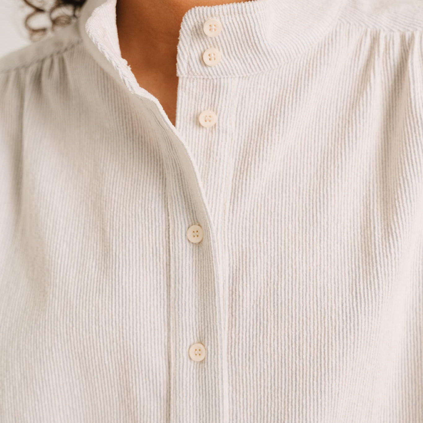 Sacrecoeur Emeline Corduroy Blouse Light Blue - Steranko Clothing Manchester