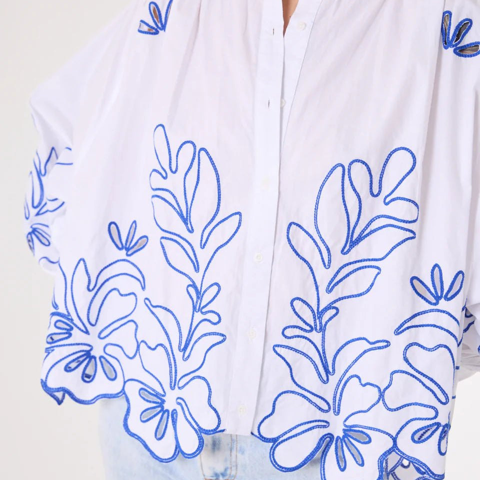 Sacrecoeur Lena Broderie Blouse Blue - Steranko Clothing Manchester