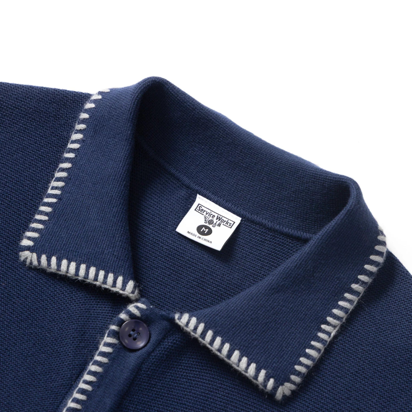 Service Works Blanket Stitch Cardigan Navy - Steranko Clothing Manchester