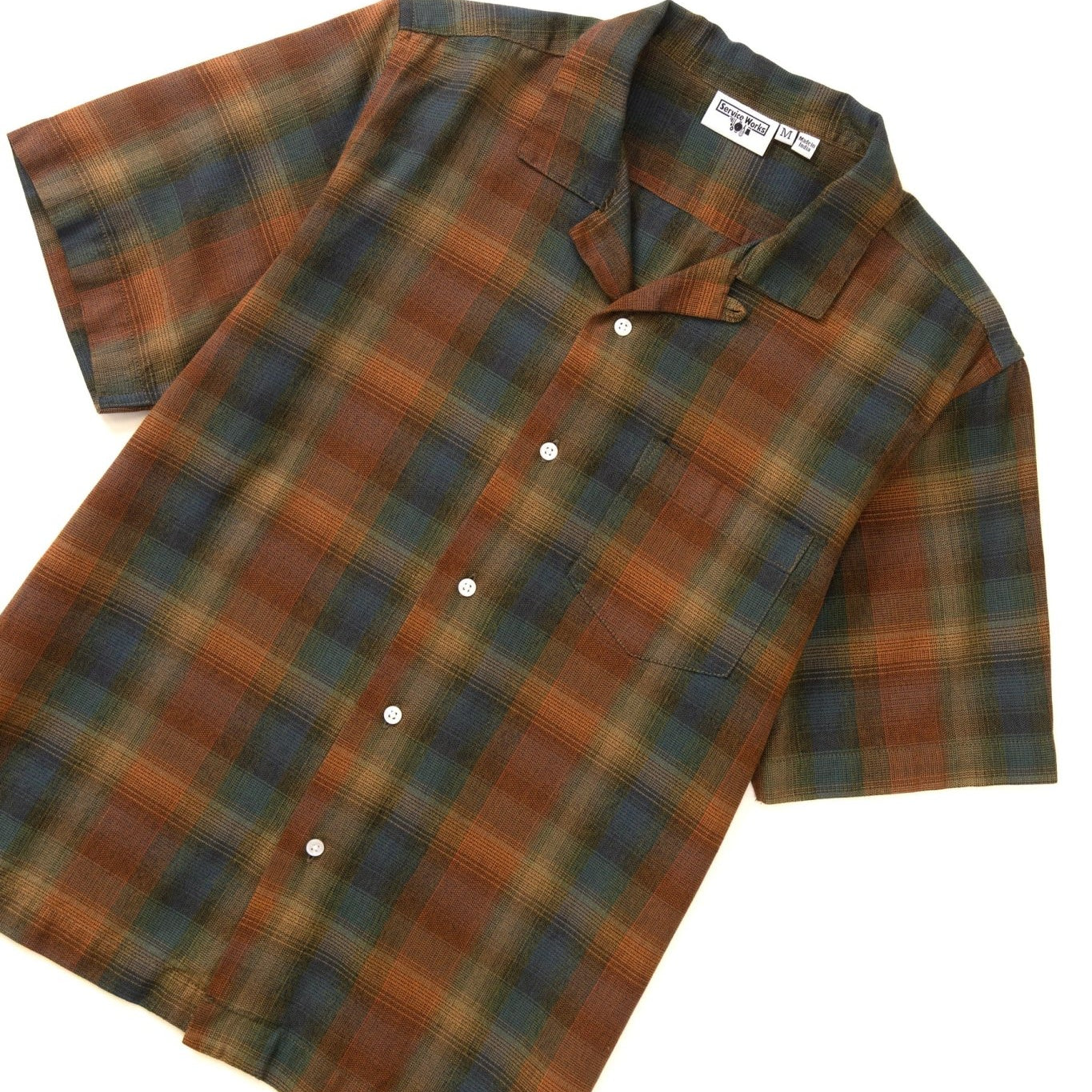 Service Works Plaid Resort Shirt Brown - Steranko Clothing Manchester