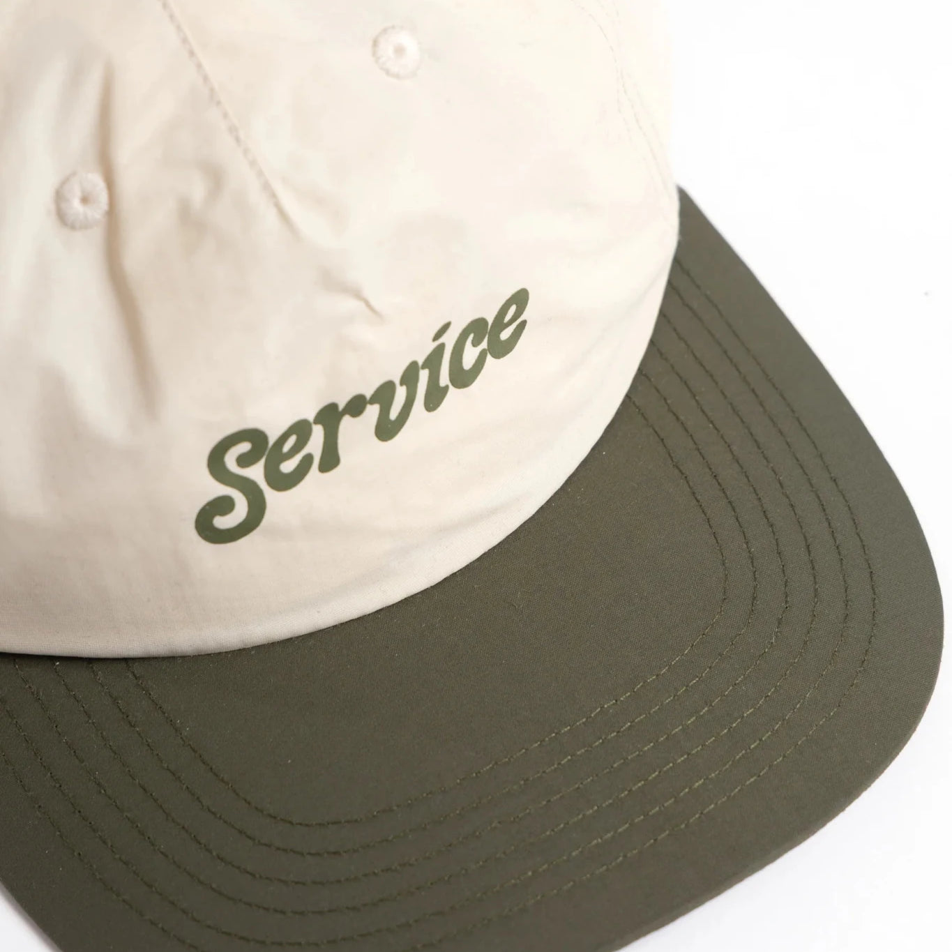 Service Works Script Surf Cap Off - White / Olive - Steranko Clothing Manchester