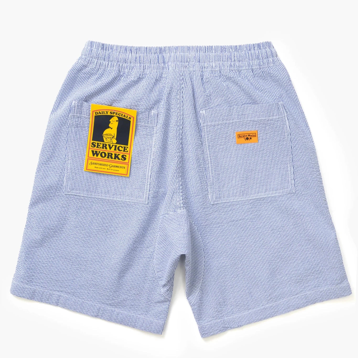 Service Works Seersucker Chef Shorts Navy Stripe - Steranko Clothing Manchester