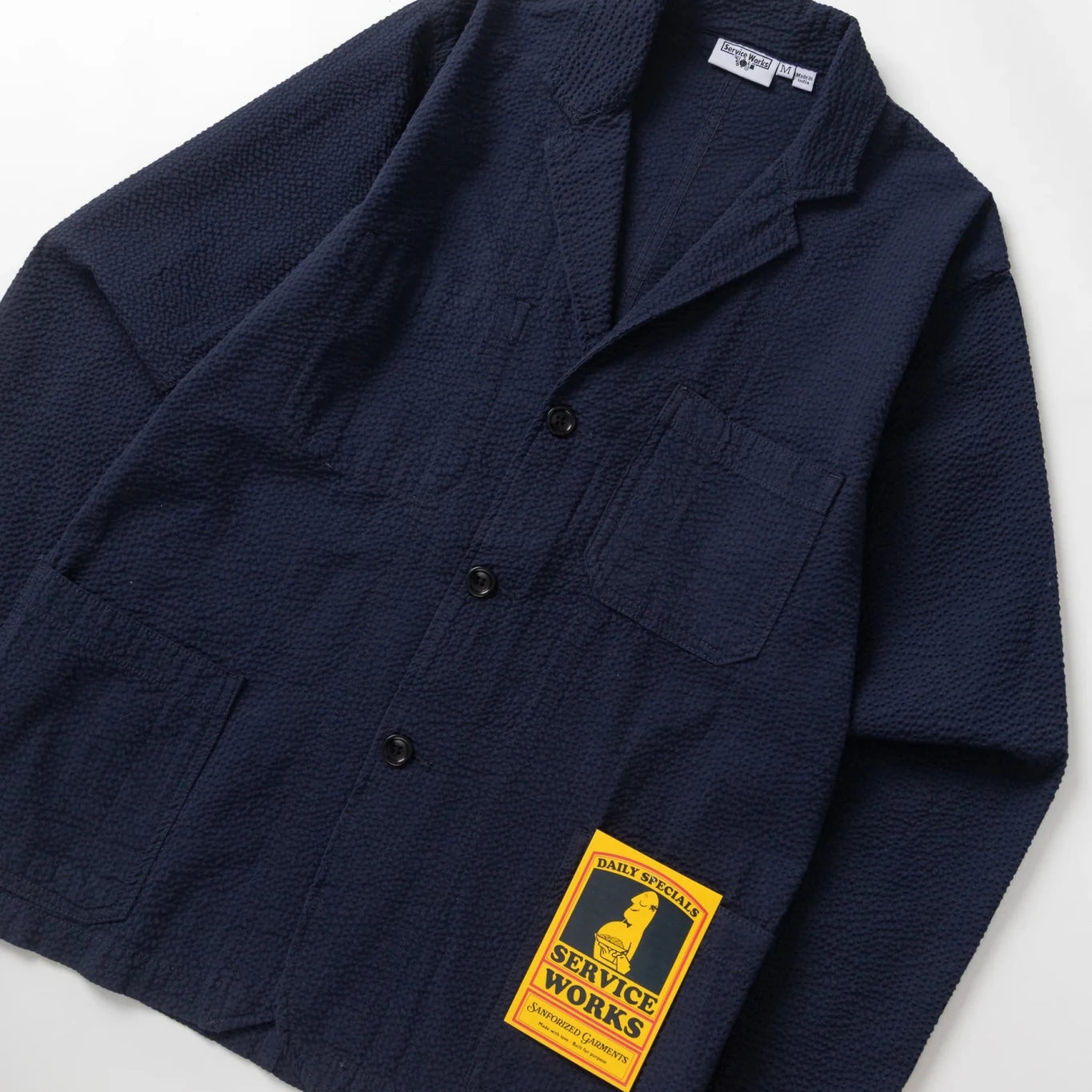 Service Works Seersucker Server Suit Jacket Dark Navy - Steranko Clothing Manchester