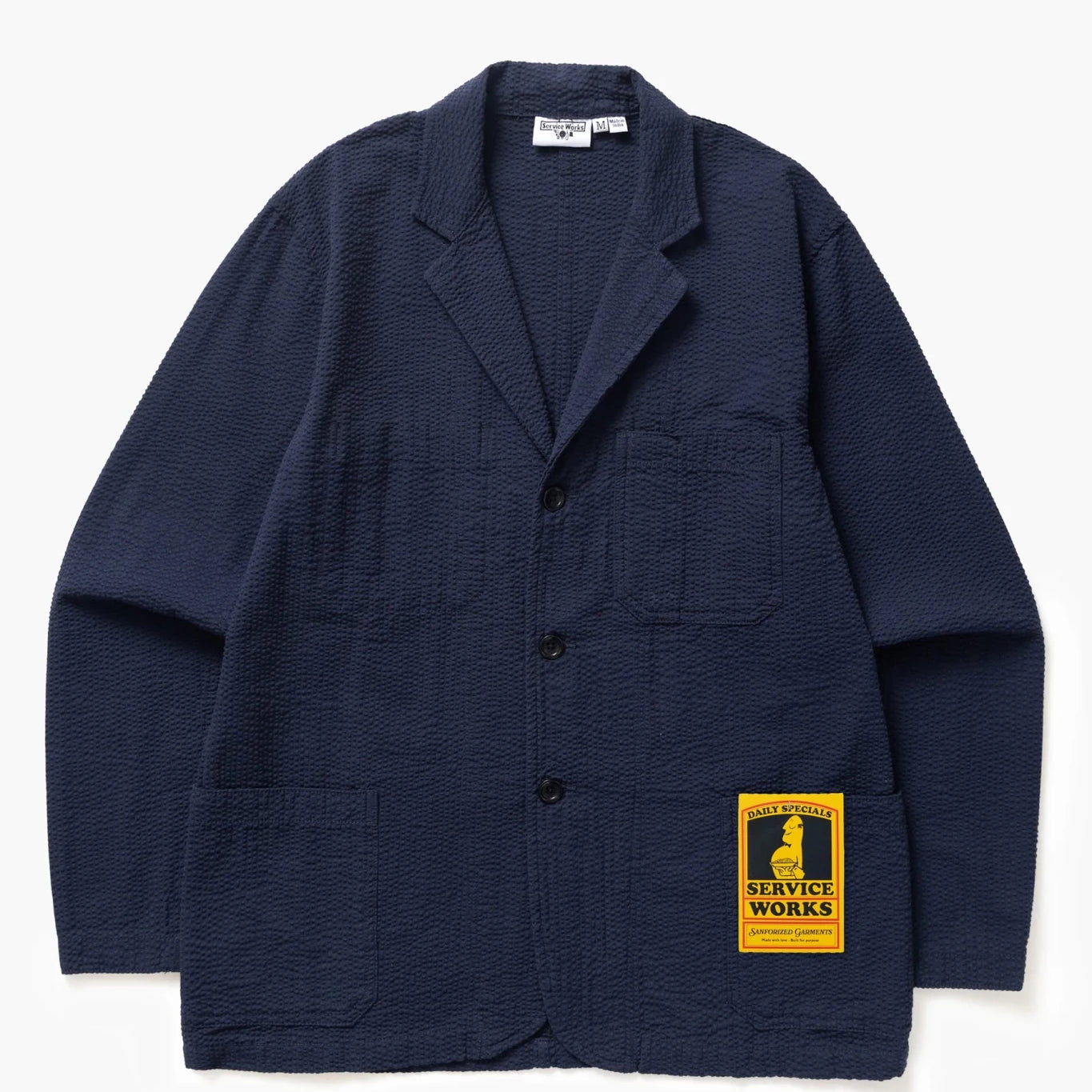 Service Works Seersucker Server Suit Jacket Dark Navy - Steranko Clothing Manchester