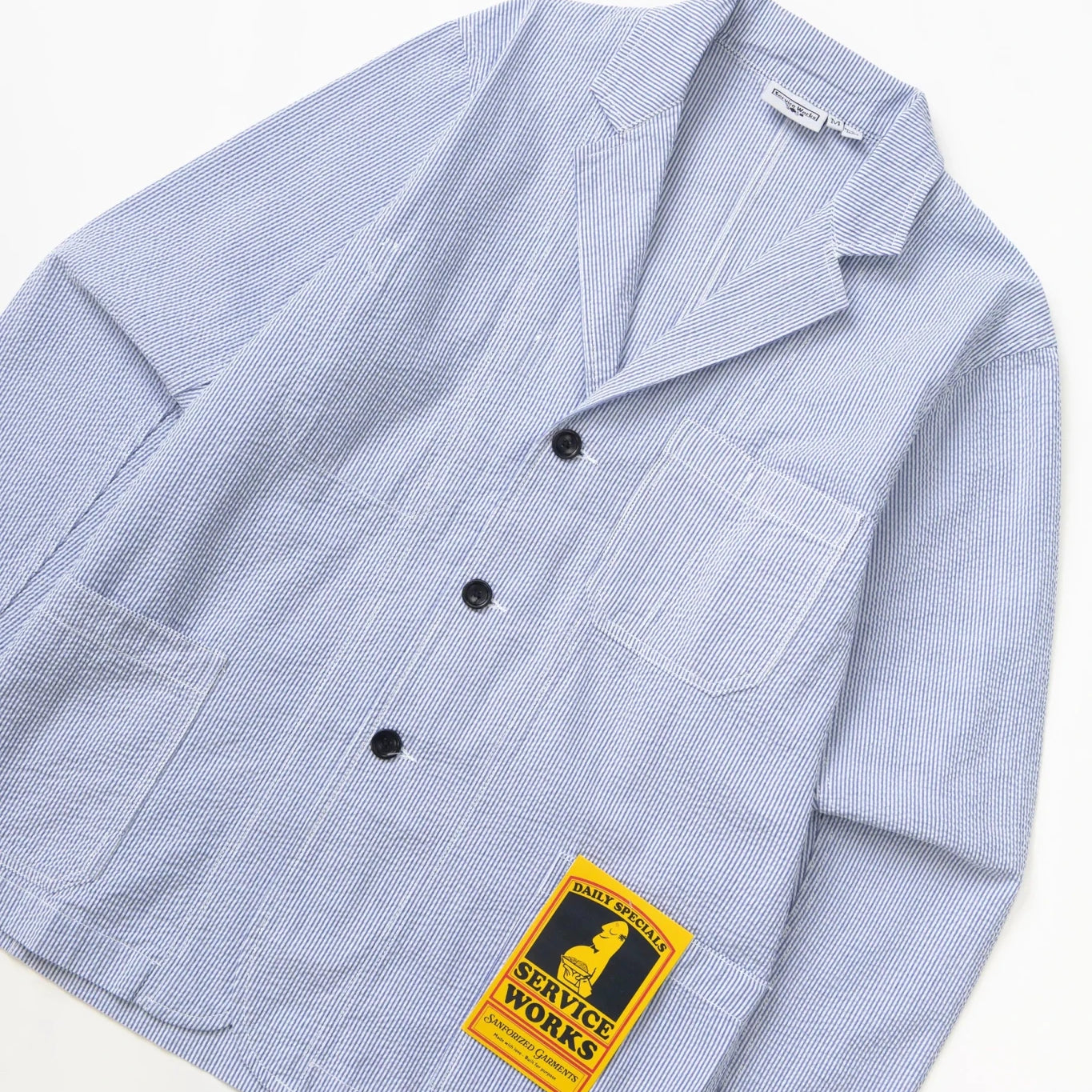 Service Works Seersucker Server Suit Jacket Navy Stripe - Steranko Clothing Manchester