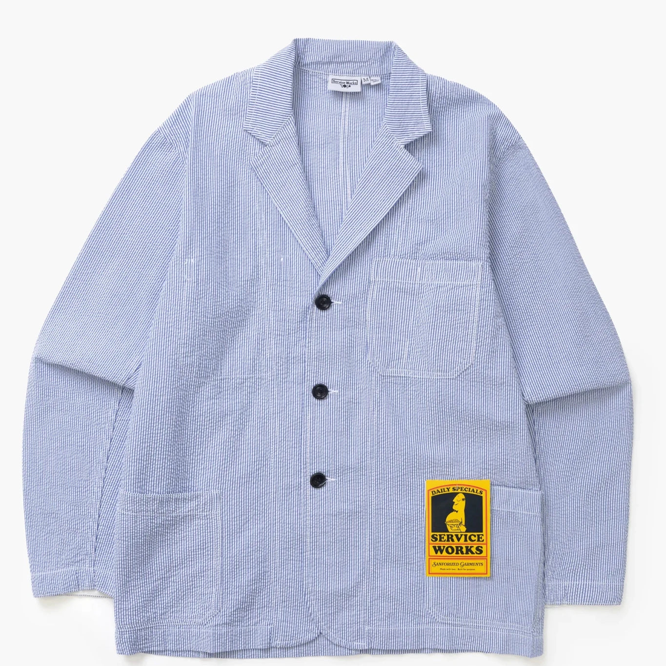 Service Works Seersucker Server Suit Jacket Navy Stripe - Steranko Clothing Manchester
