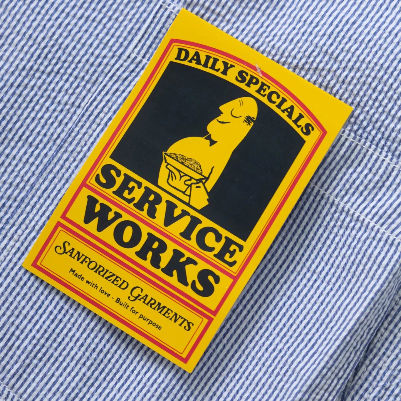 Service Works Seersucker Server Suit Jacket Navy Stripe - Steranko Clothing Manchester