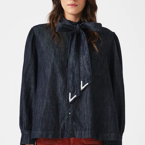 Seventy & Mochi Poet Blouse Pacific Blue - Steranko Clothing Manchester