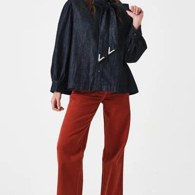 Seventy & Mochi Poet Blouse Pacific Blue - Steranko Clothing Manchester