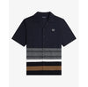 Fred Perry Knitted Panel SS Shirt Navy (Size - Large)