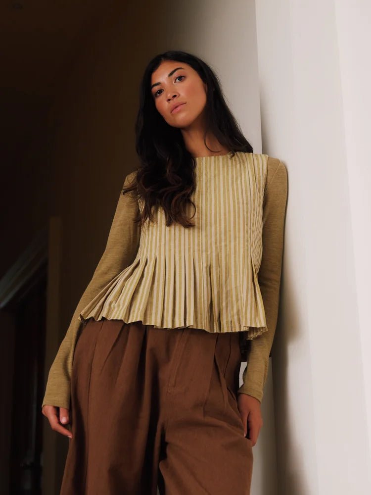 Sideline Minnie Top Ochre Stripe - Steranko Clothing Manchester